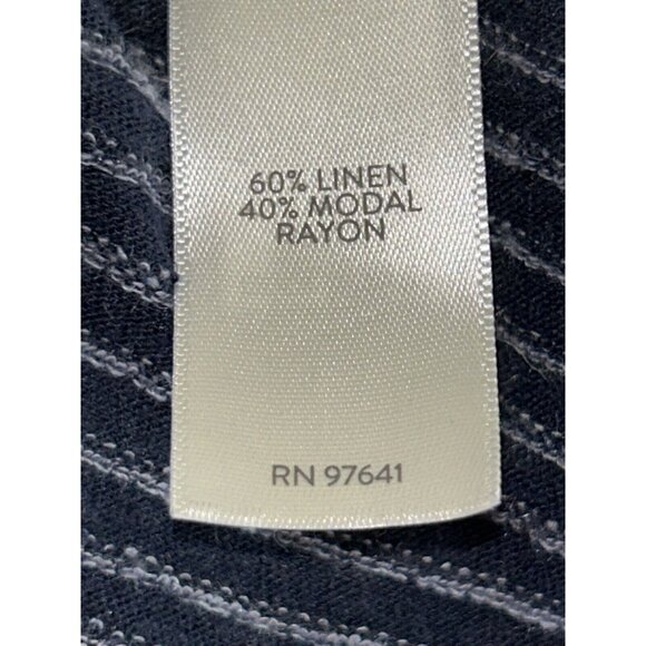 J. JILL Sz PLUS 2X Navy Blue White Stripe Caftan Linen Tee Tunic EUC - Picture 8 of 10